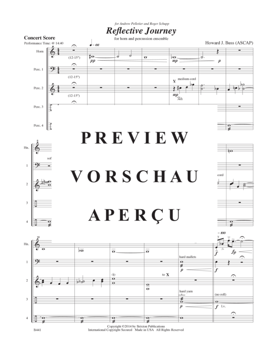 Product gallery: Page 4 of 21 Reflective Journey , , (horn solo and percussion quartet)