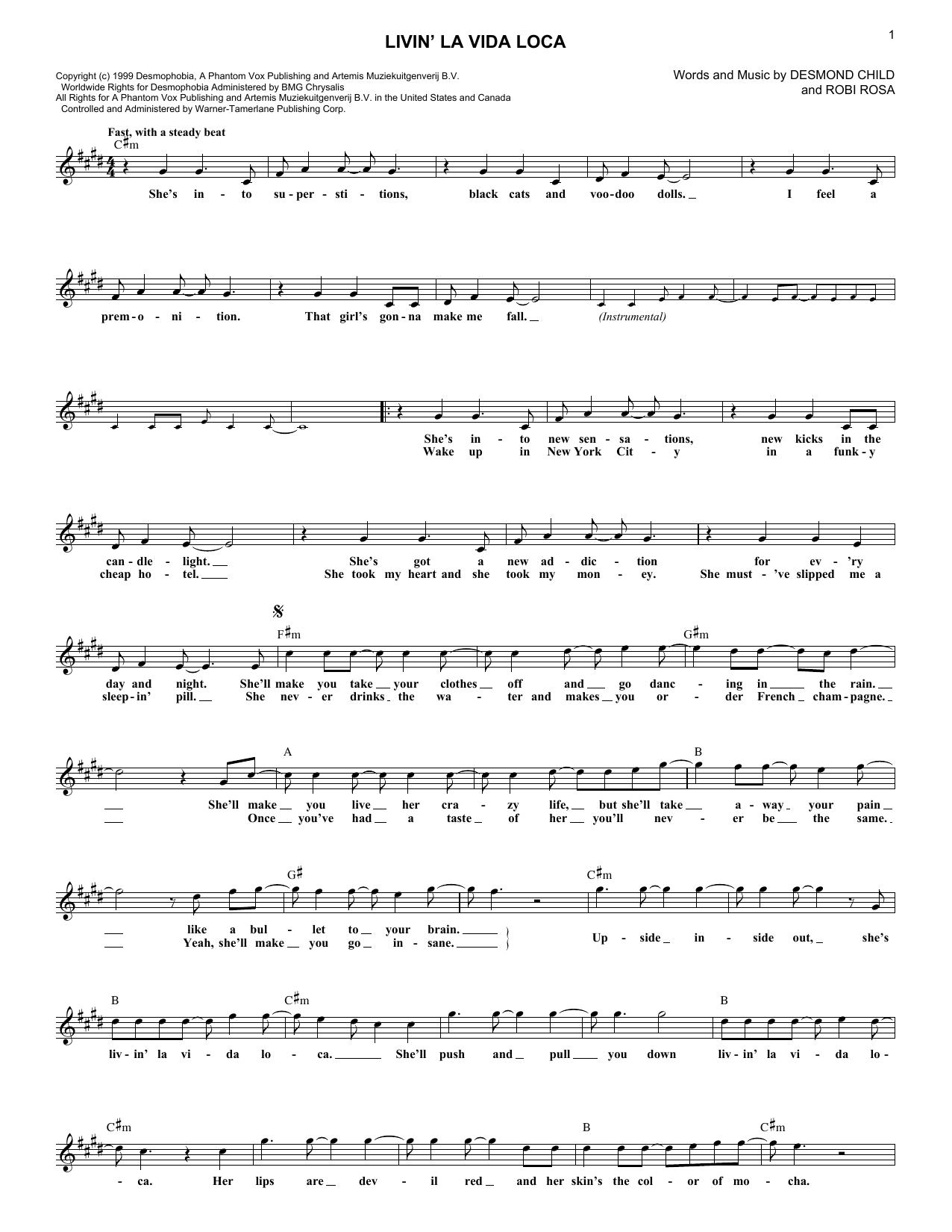 Produktgalerie: Seite 1 von 1 Livin' La Vida Loca, Ricky Martin, Melodieinstrument