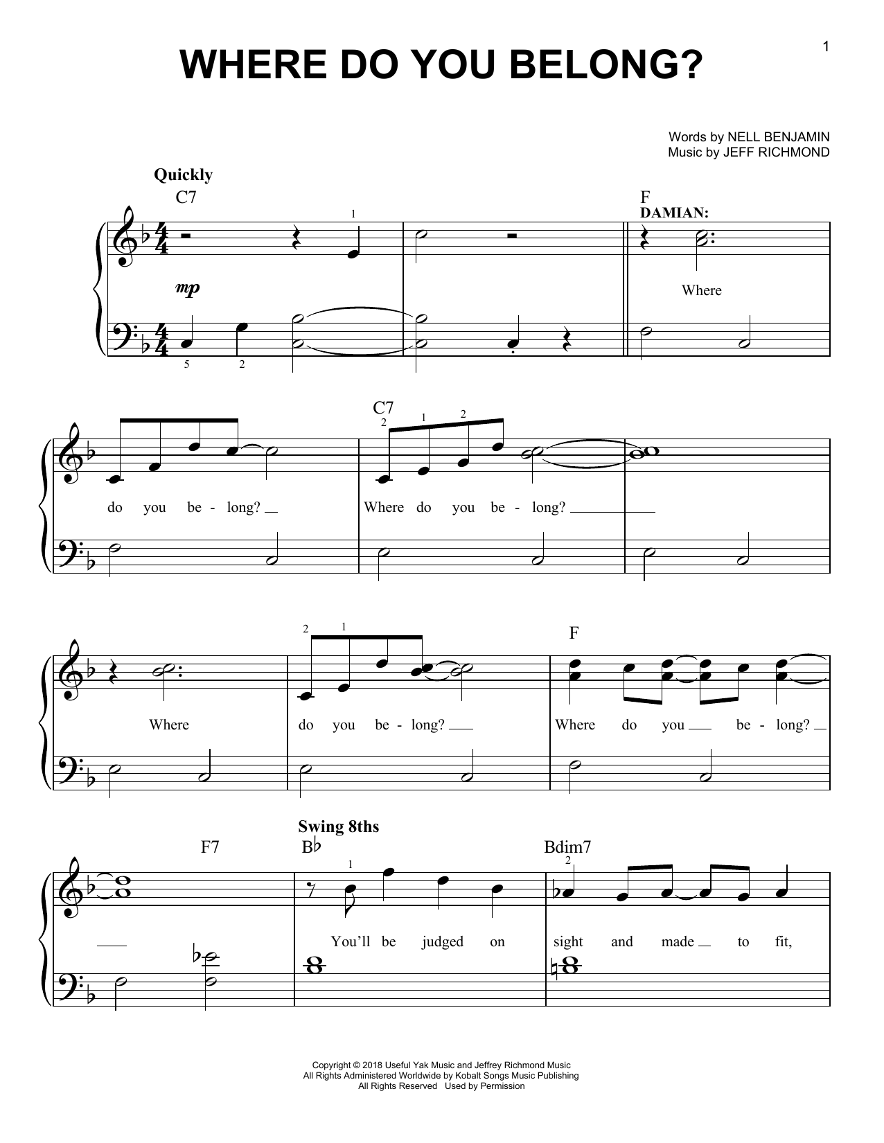 Produktbild zu: Where Do You Belong? (from Mean Girls: The Broadway Musical)