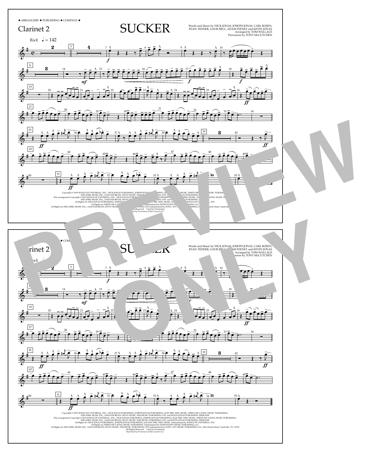 Product picture to: Sucker (arr. Tom Wallace) - Clarinet 2