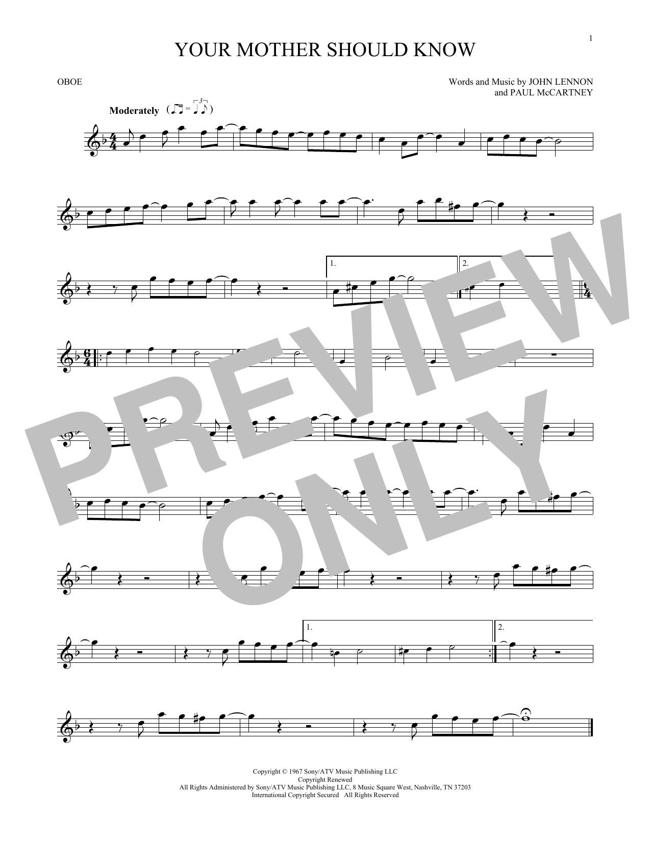 Produktgalerie: Seite 1 von 1 Your Mother Should Know, The Beatles, Oboe