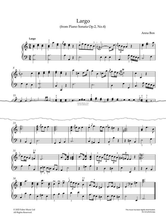 Produktgalerie: Seite 1 von 1 Largo (from Piano Sonata Op.2 No.4), Anna Bon, Klavier