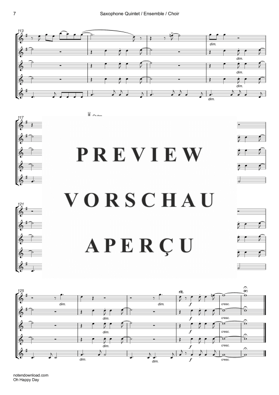 gallery: Oh Happy Day, Edwin Hawkins Singers, Saxophone quintet/ensemble/choir - electric bass with chords and drum set opt.