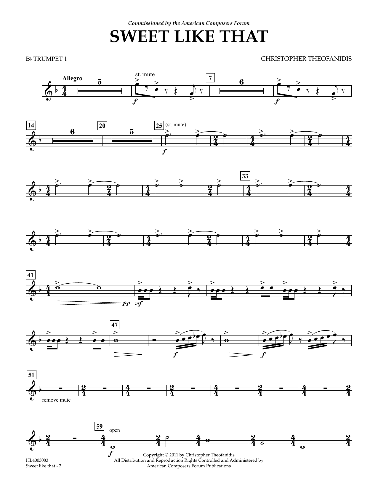 Produktgalerie: Seite 1 von 1 Sweet like that - Bb Trumpet 1, Christopher Theofanidis, Ensemble