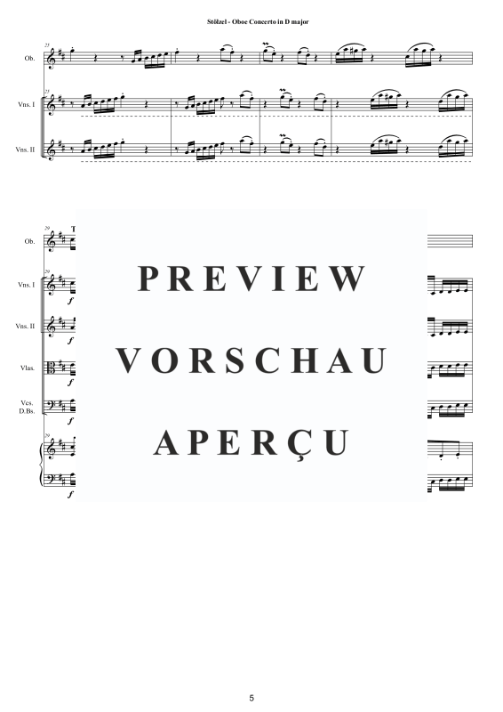 Produktgalerie: Seite 6 von 11 Oboen Konzert in D-Dur, , Oboe Solo, Streicherensemble und Cembalo BC