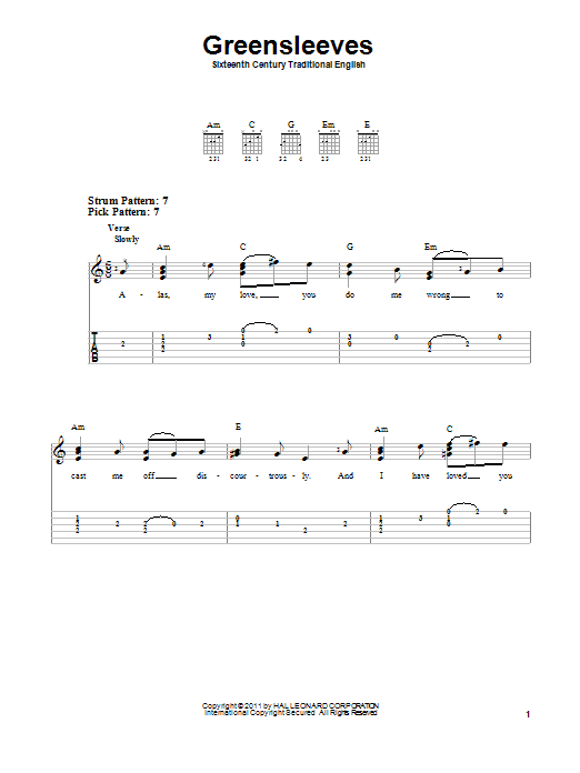 Product gallery: Page 1 of 1 Greensleeves, Traditional English Folksong