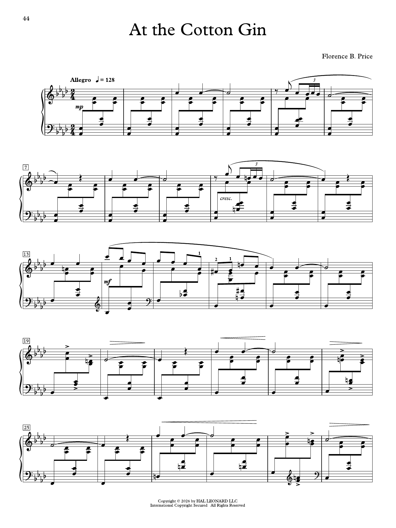 Produktgalerie: Seite 1 von 1 At The Cotton Gin, Florence Price, Klavier