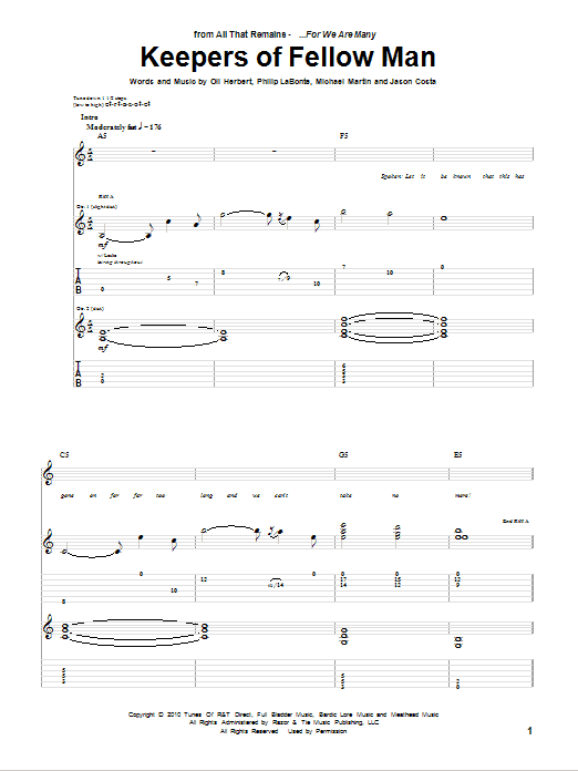 Produktgalerie: Seite 1 von 1 Keepers Of Fellow Man, All That Remains, Gitarre