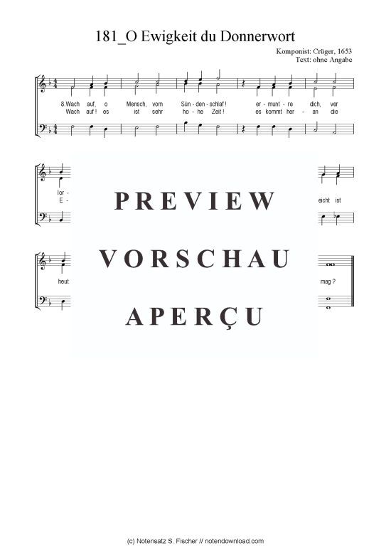 Product picture to: O Ewigkeit du Donnerwort Crüger, 1653