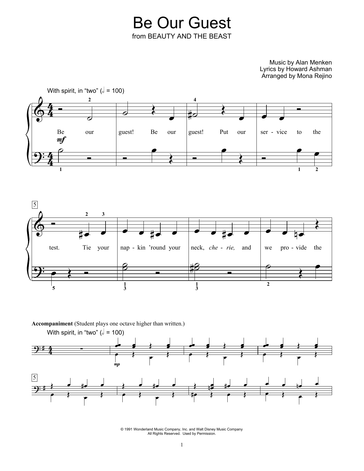 Produktbild zu: Be Our Guest (from Beauty And The Beast) (arr. Mona Rejino)