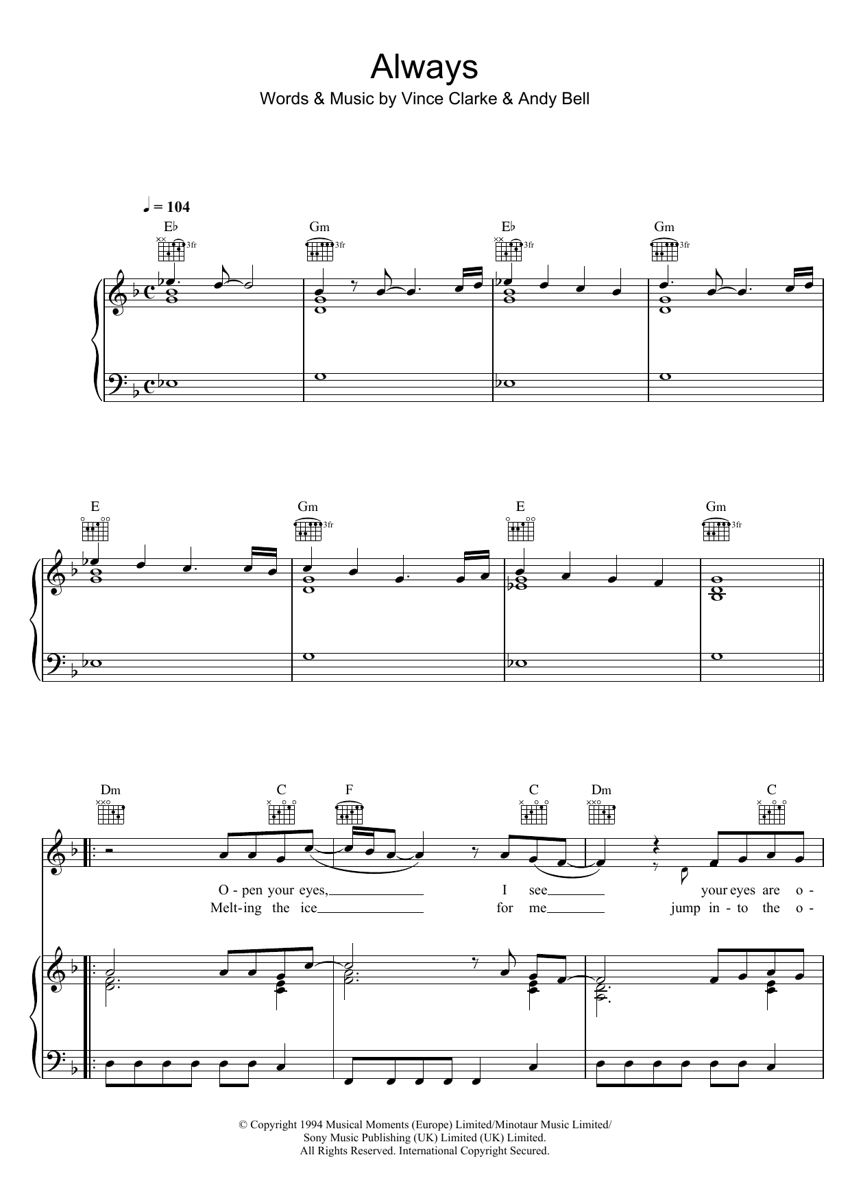 Produktgalerie: Seite 1 von 1 Always, Erasure, Gesang, Gitarre, Klavier