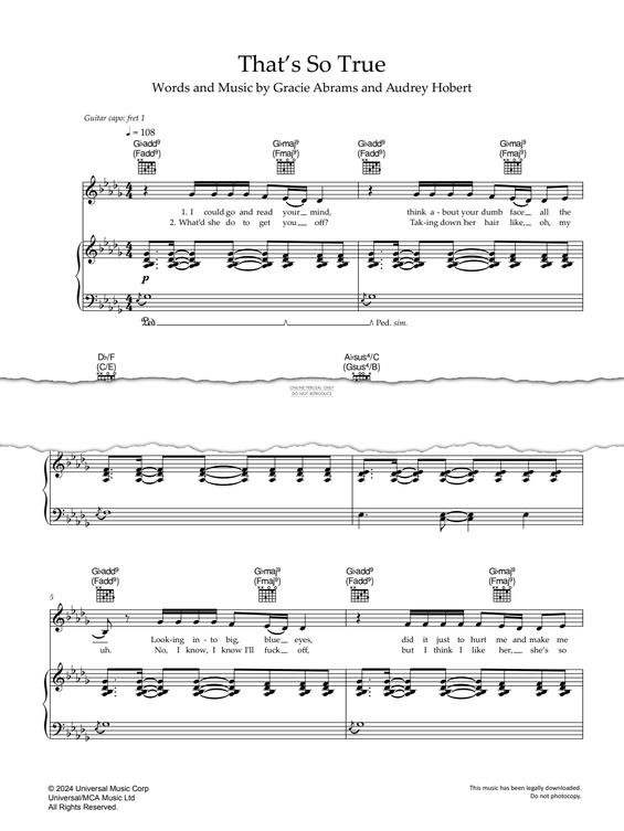Produktgalerie: Seite 1 von 1 That's So True, Gracie Abrams, Gesang, Gitarre, Klavier