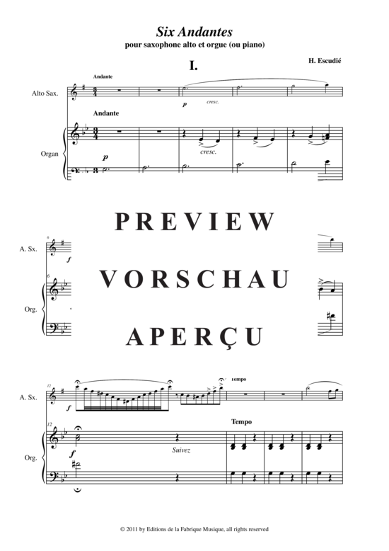 Product gallery: Page 4 of 21 Six Andantes , , (alto saxophone + organ)