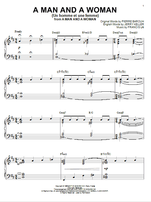 Product gallery: Page 1 of 1 A Man And A Woman (Un Homme Et Une Femme) [Jazz version] (arr. Brent Edstrom), Francis Lai