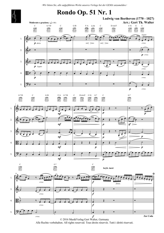 Produktbild zu: Rondo Opus 51 Nr. 1 Ludwig van Beethoven