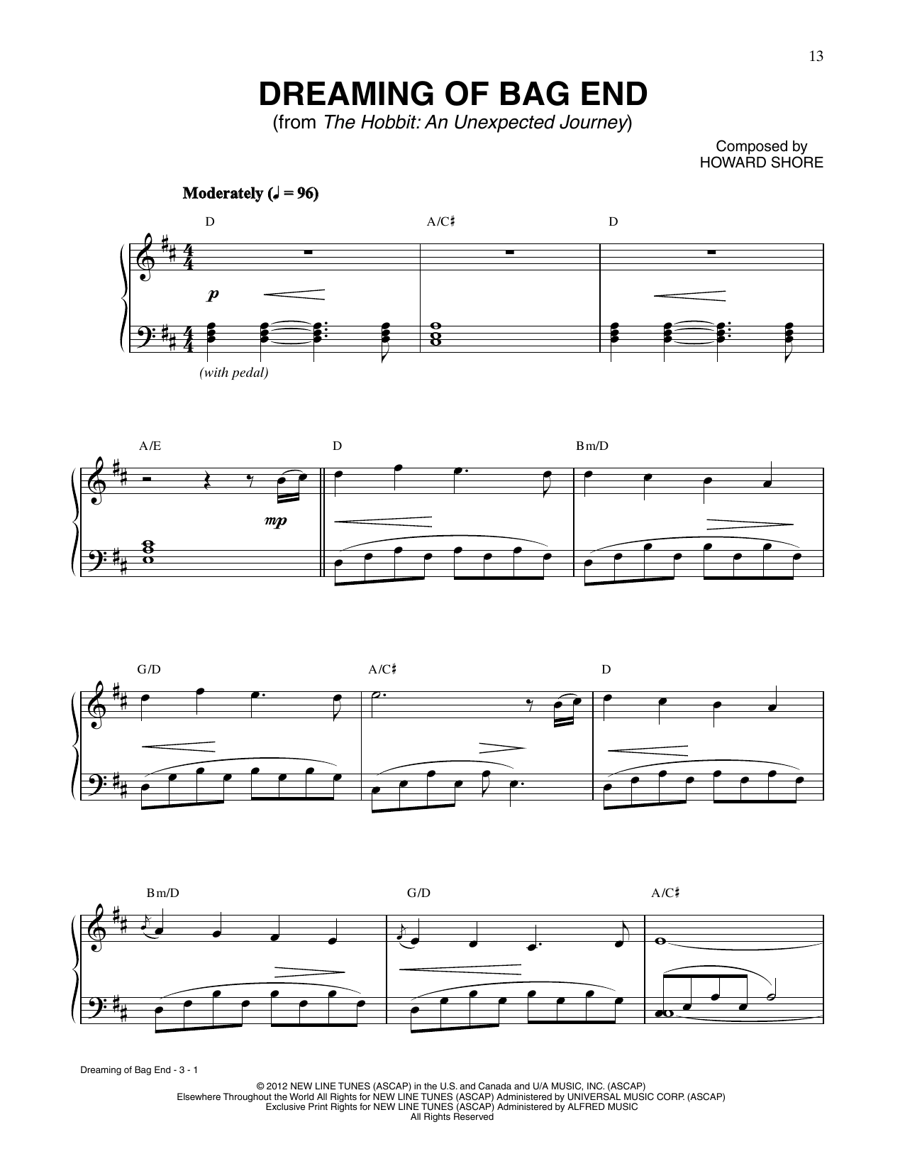 Produktbild zu: Dreaming Of Bag End (from The Hobbit: An Unexpected Journey)