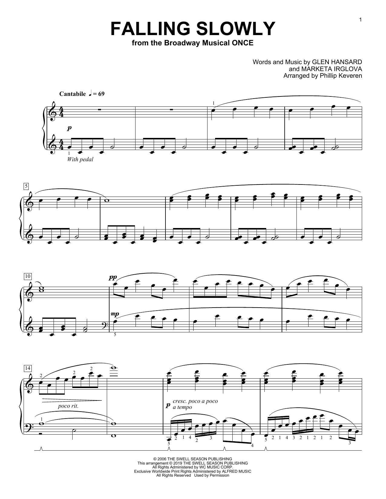 Product picture to: Falling Slowly [Classical version] (from the musical Once) (arr. Phillip Keveren)