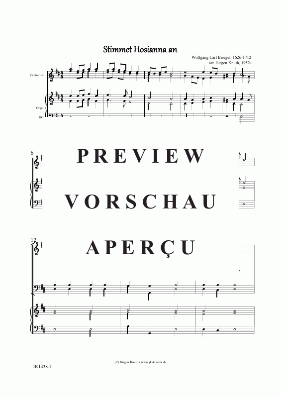Product gallery: Page 2 of 8 Stimmet Hosianna an , , (choir, 2x violins + organ-BC)