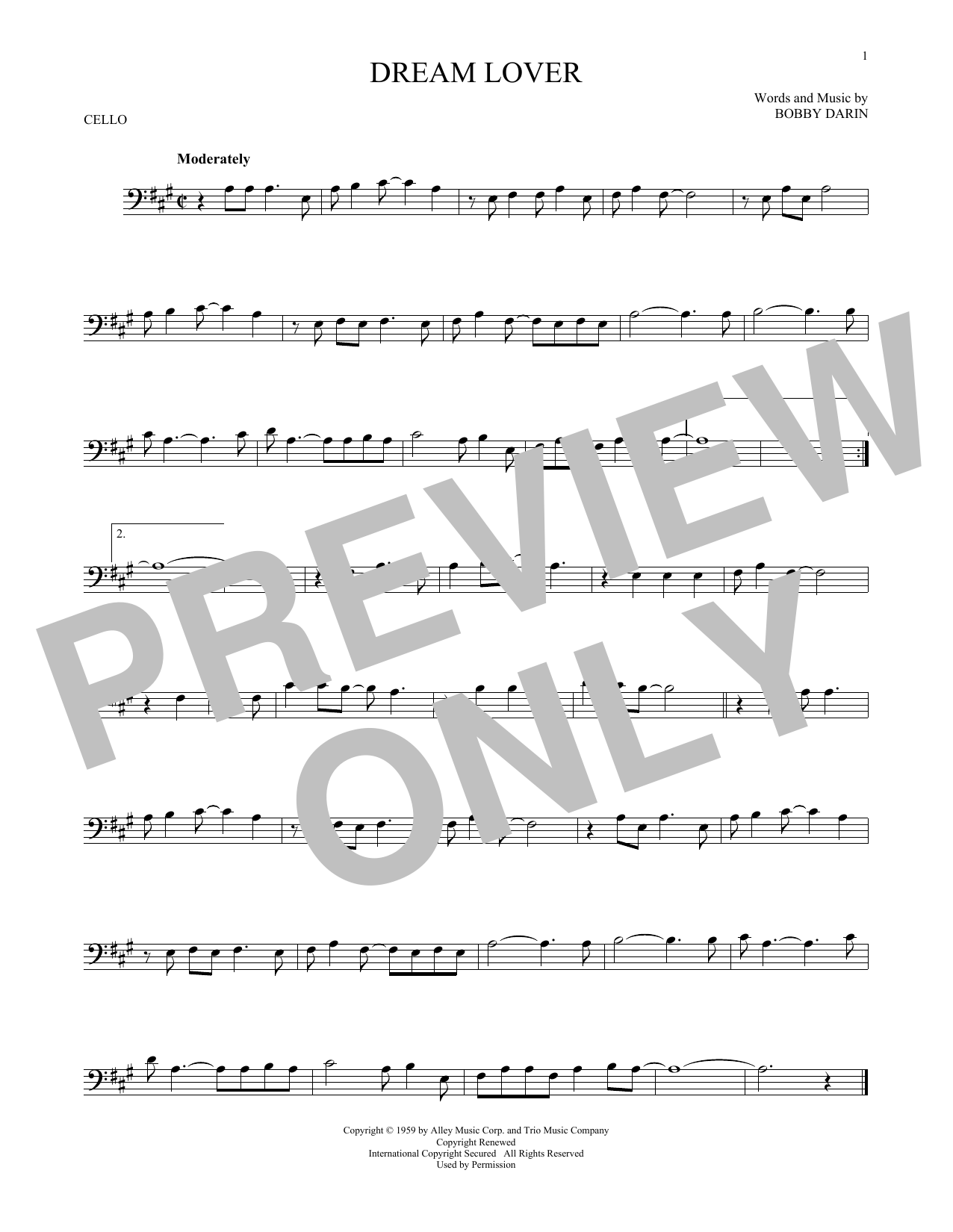 Produktgalerie: Seite 1 von 1 Dream Lover, Bobby Darin, Violoncello