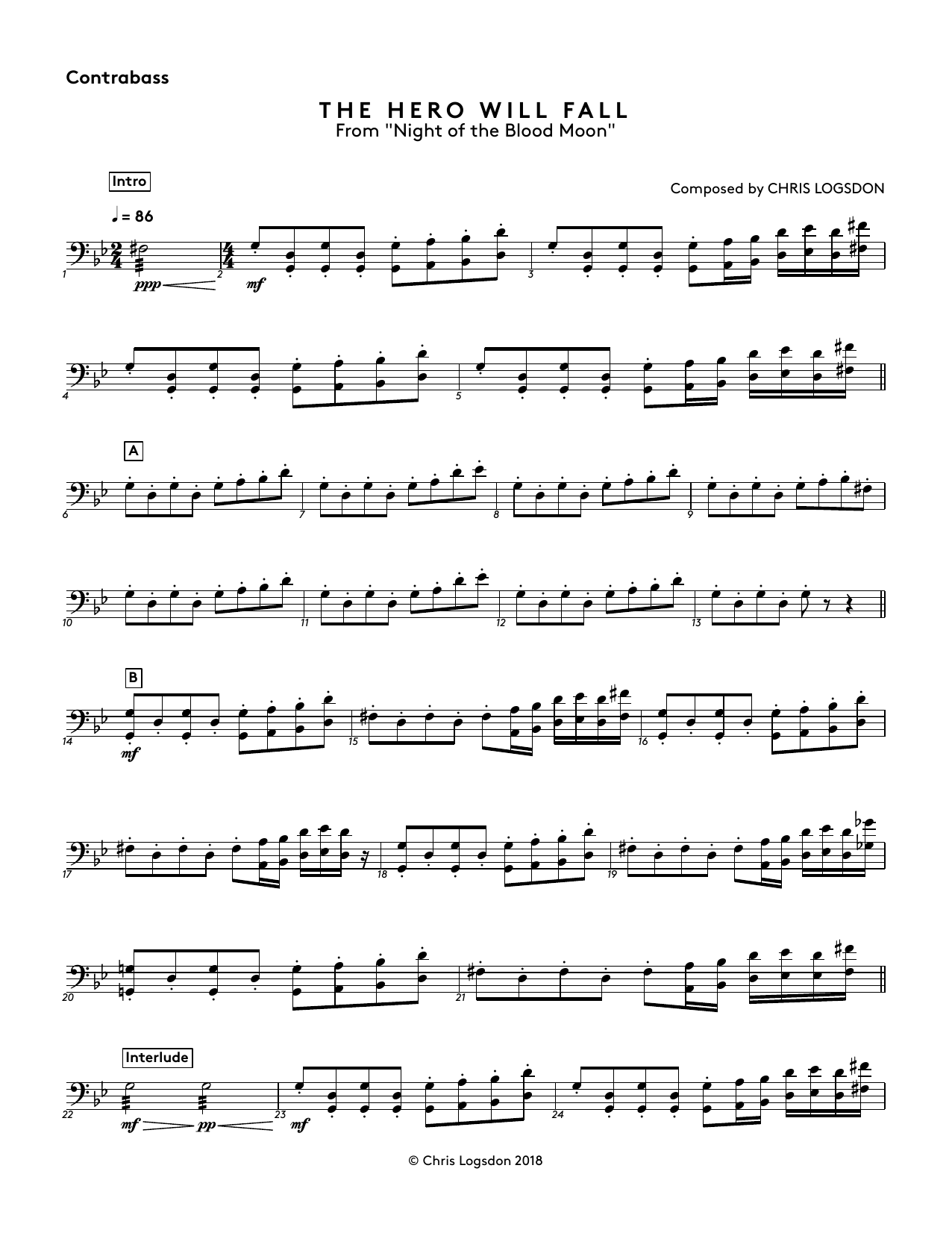 Produktbild zu: The Hero Will Fall (from Night of the Blood Moon) - Contrabass