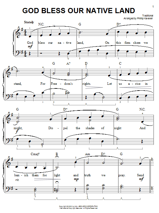 Produktbild zu: God Bless Our Native Land (arr. Phillip Keveren)