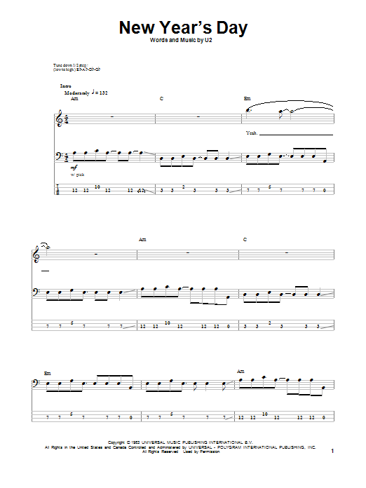Produktgalerie: Seite 1 von 1 New Year's Day, U2, E-Bass