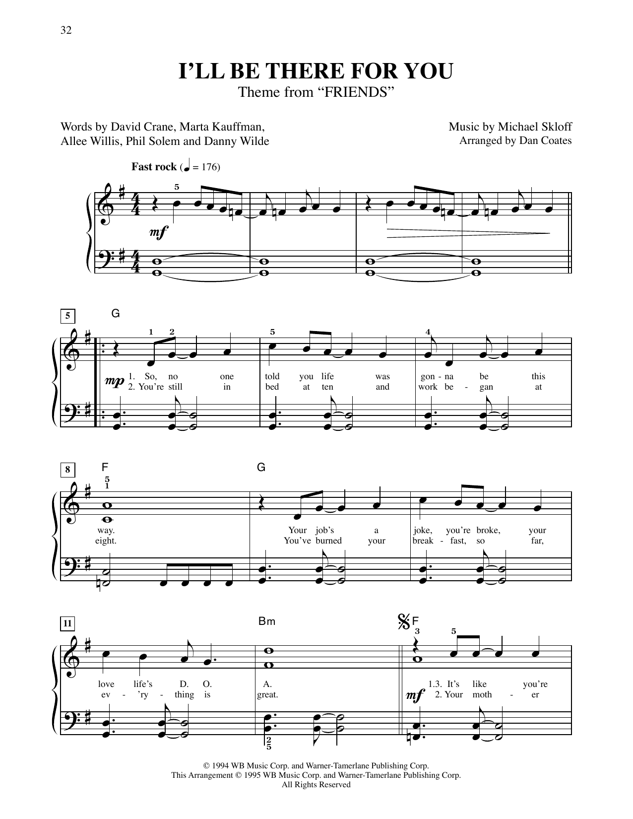Product picture to: I'll Be There For You (Theme From "Friends") (arr. Dan Coates)