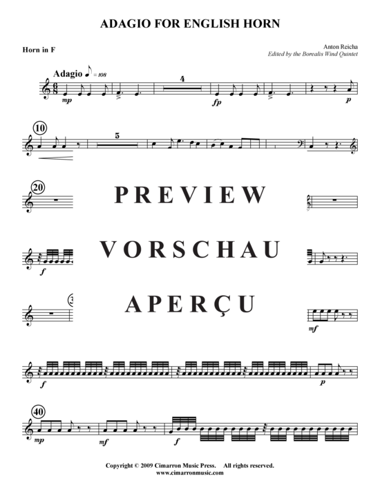 Produktgalerie: Seite 17 von 18 Adagio for English Horn  , , (Holzbläser-Quintett)