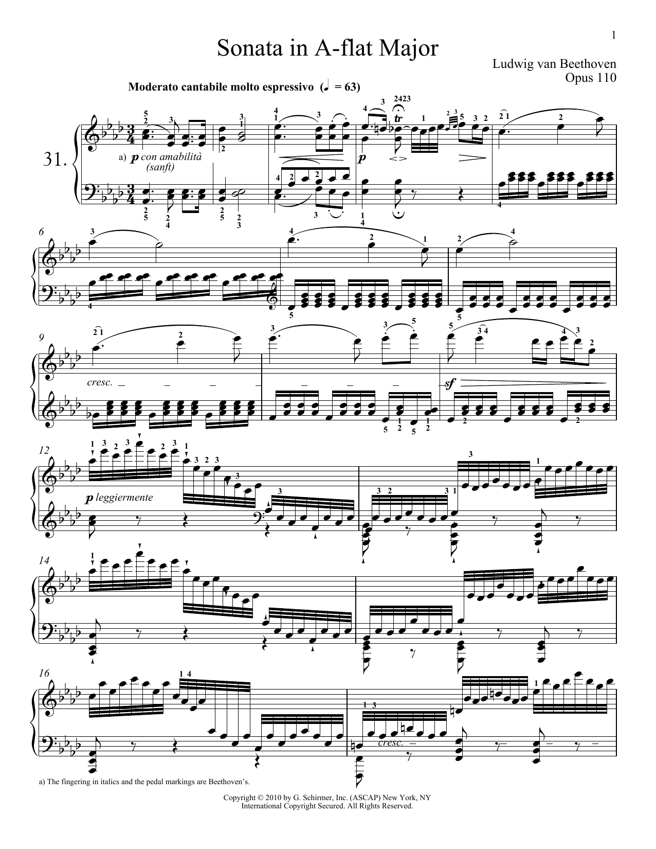 Product gallery: Page 1 of 1 Piano Sonata No. 31 In A-flat Major, Op. 110, Ludwig van Beethoven