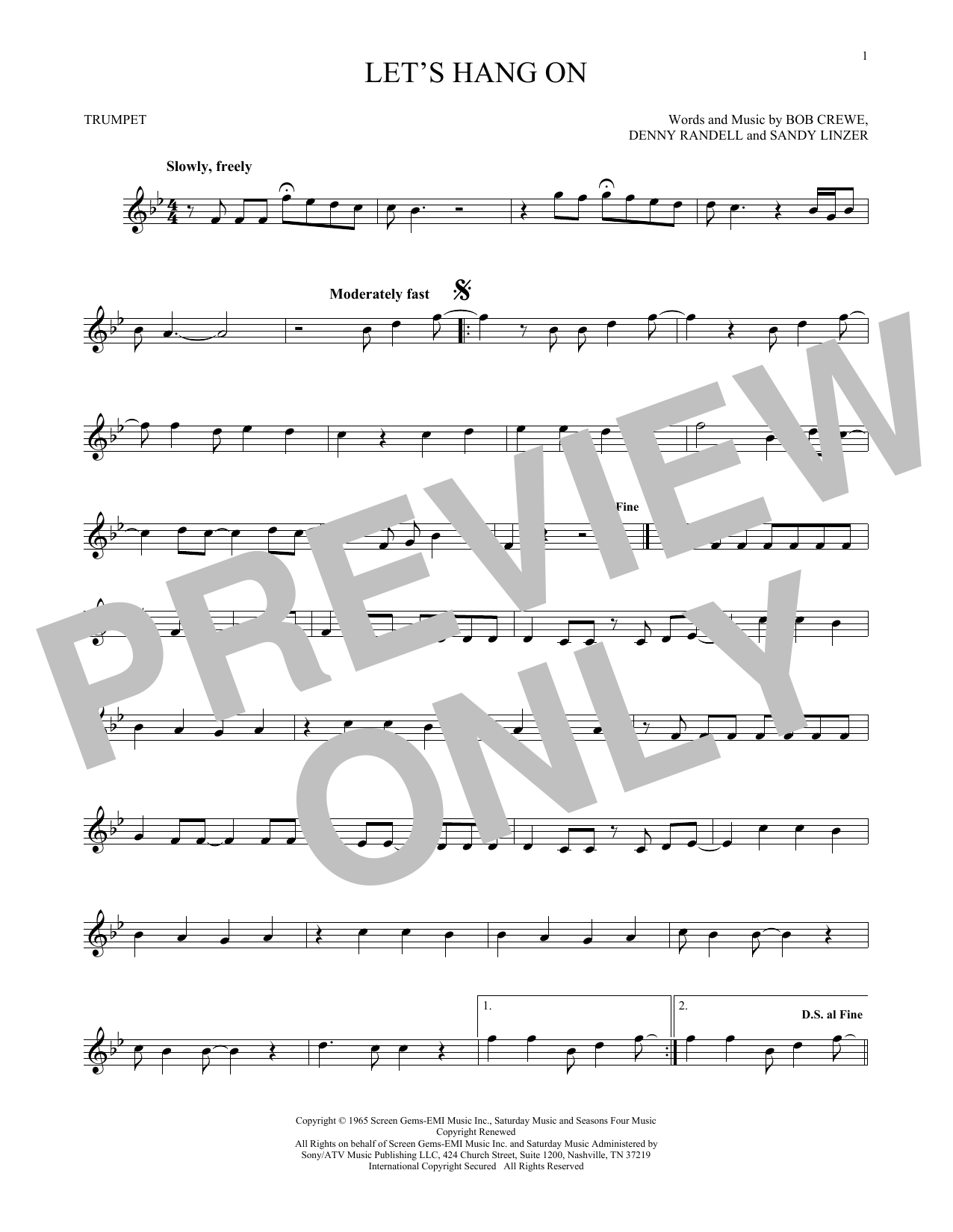 Produktgalerie: Seite 1 von 1 Let's Hang On, The 4 Seasons, Trompete