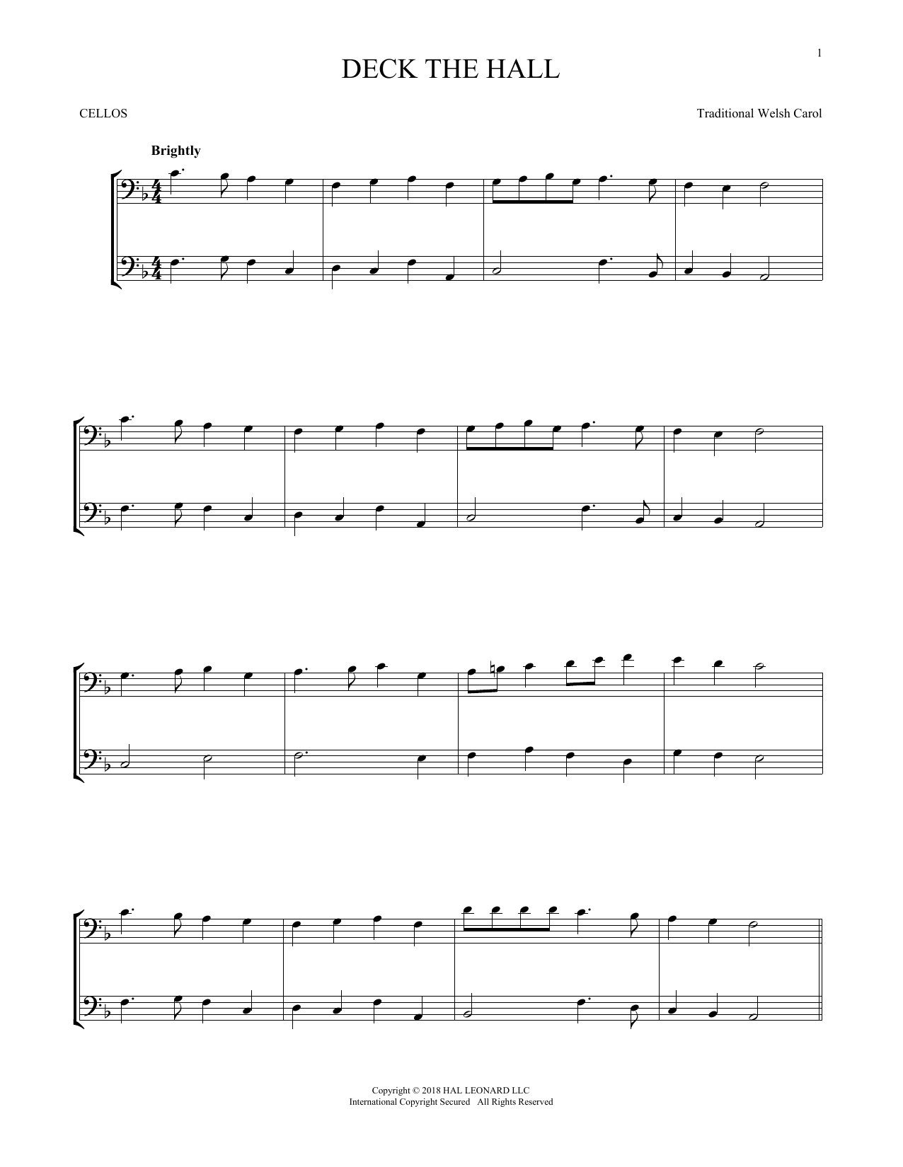 Produktgalerie: Seite 1 von 1 Deck The Hall, Traditional Welsh Carol, Violoncello