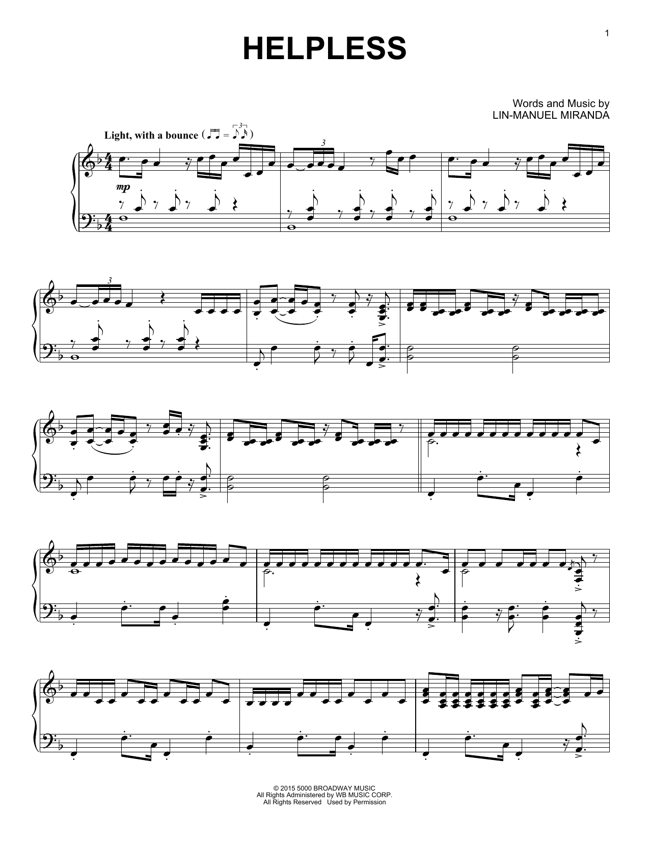 Produktbild zu: Helpless (from Hamilton) (arr. David Pearl)