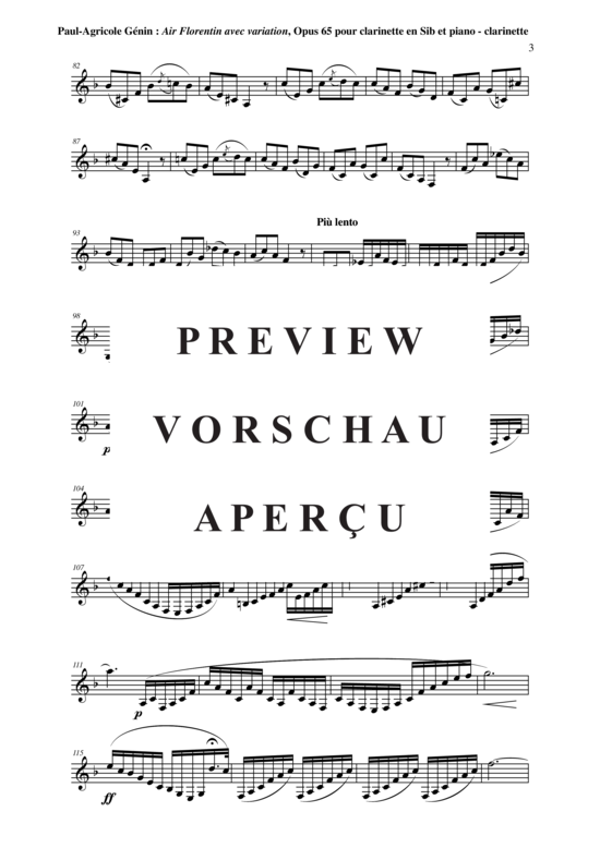 Product gallery: Page 12 of 13 Air Florentin avec variation, opus 65 , , (clarinet in Bb + piano)
