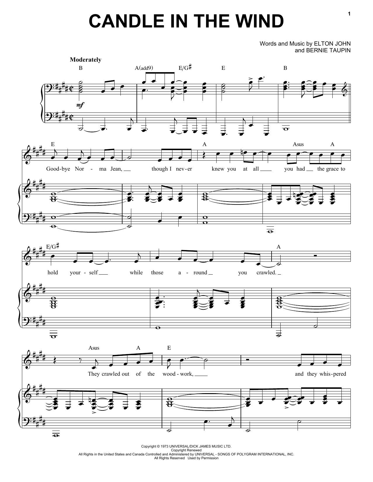 Produktgalerie: Seite 1 von 1 Candle In The Wind, Elton John, Gesang, Klavier