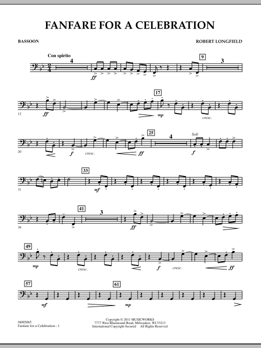 Produktgalerie: Seite 1 von 1 Fanfare For A Celebration - Bassoon, Robert Longfield, Ensemble