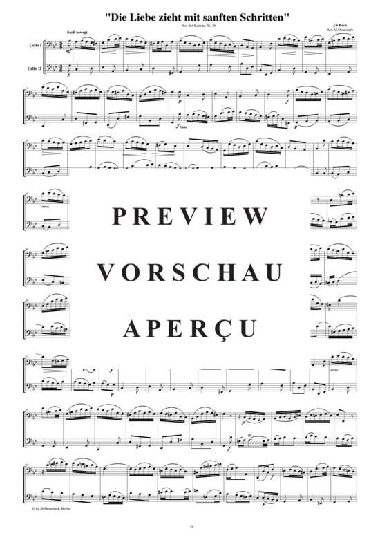 Produktgalerie: Seite 2 von 3 Arie aus der Kantate Nr.36 für zwei Celli, , 