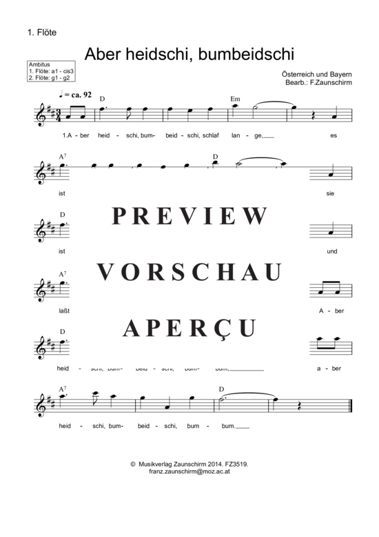 Product gallery: Page 3 of 4 Aber heidschi bum beidschi , , (Duet flute)