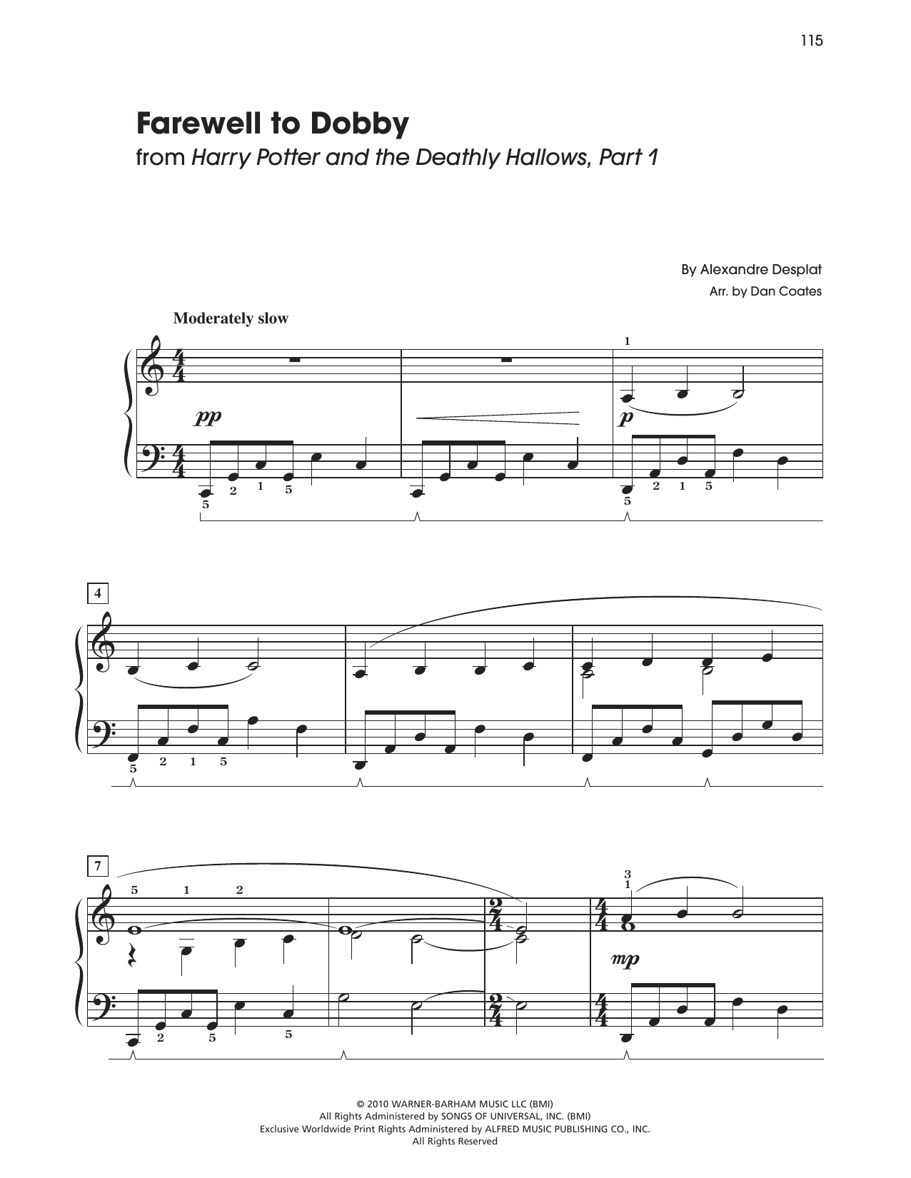 Product picture to: Farewell To Dobby (from Harry Potter And The Deathly Gallows, Pt. 1) (arr. Dan Coates)