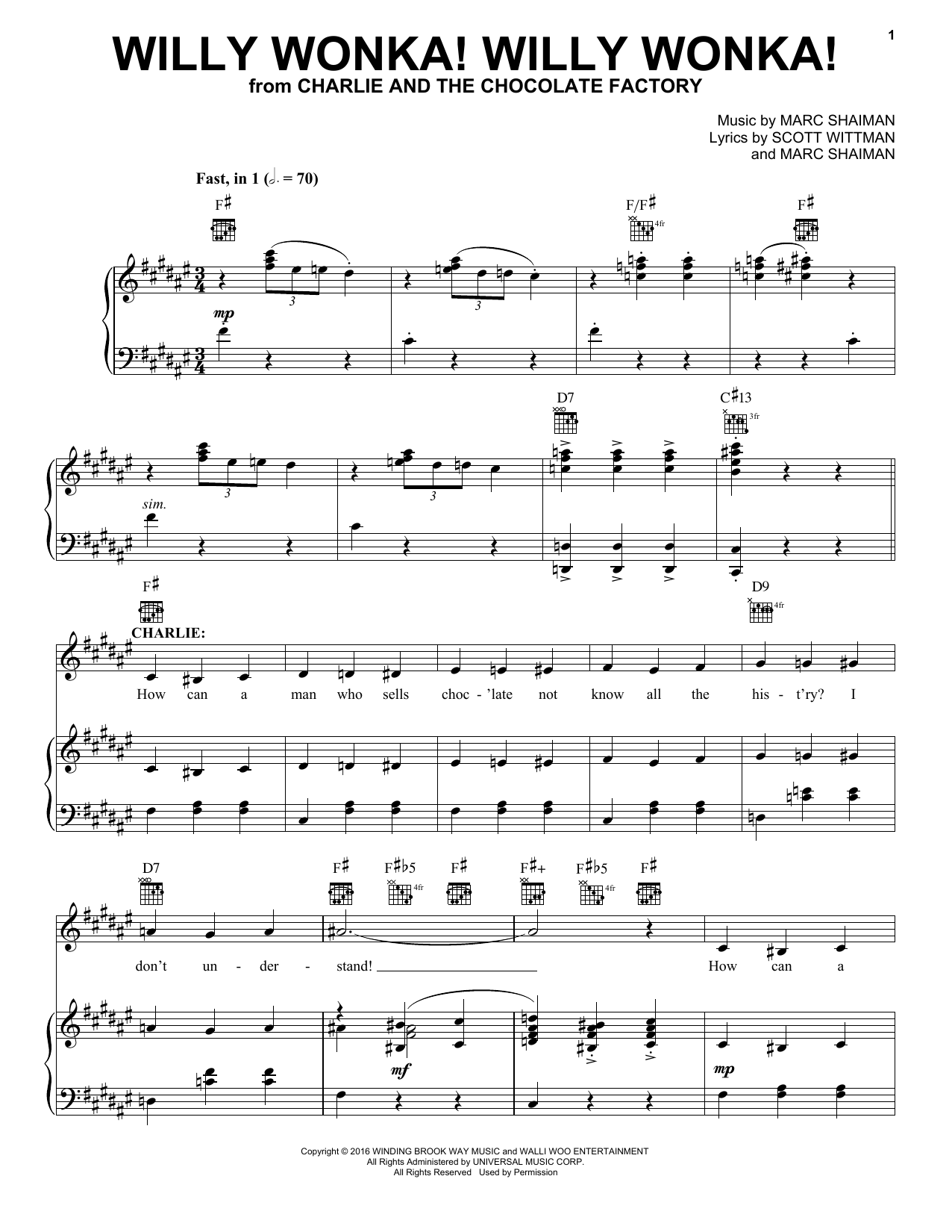 Product picture to:  Willy Wonka! Willy Wonka! - Marc Shaiman