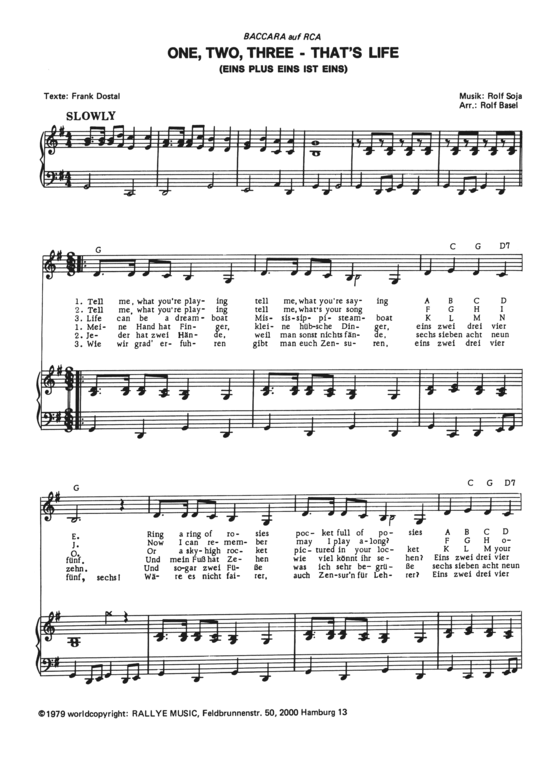 Produktbild zu: One, Two, Three - That's Life Baccara