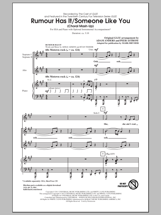 Produktgalerie: Seite 1 von 1 Rumour Has It / Someone Like You, Mark Brymer, Chor