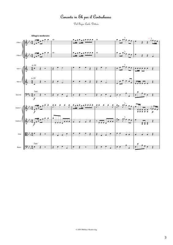 Produktgalerie: Seite 1 von 11 Concerto in Eb per il Contrabasso, , Studienpartitur Orchester