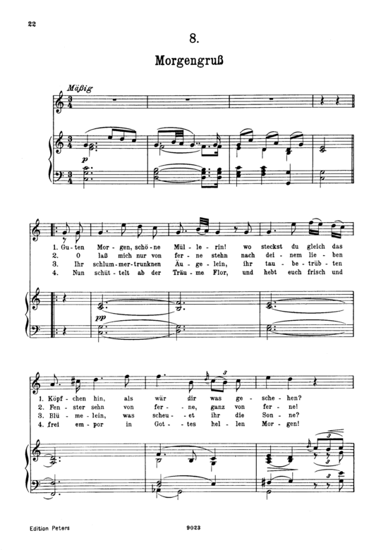 Product picture to: Morgengruß D.795-8 (Die Schöne Müllerin)Franz Schubert