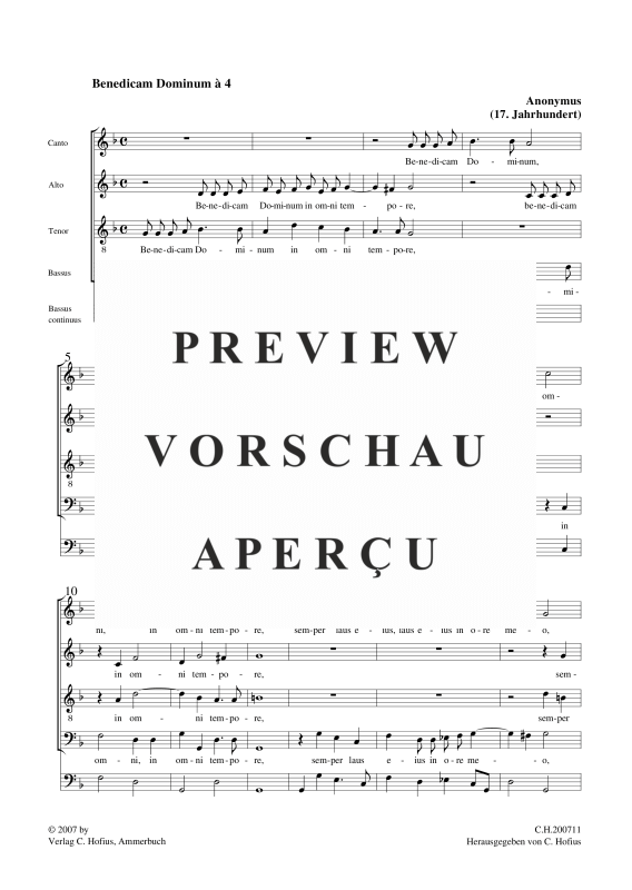 gallery: Benedicam Dominum, , (Gemischter Chor SATB + BC)