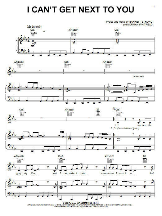 Produktgalerie: Seite 1 von 1 I Can't Get Next To You, The Temptations, Gesang, Gitarre, Klavier