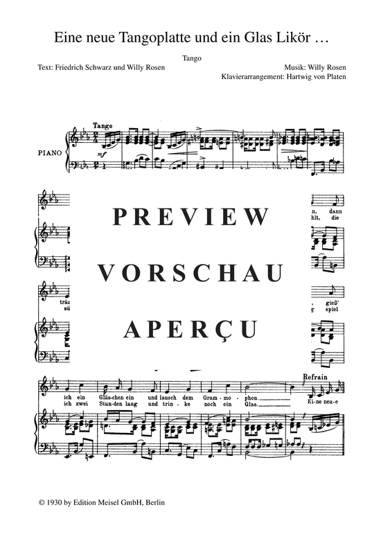 Produktgalerie: Seite 4 von 4 Eine neue Tangoplatte und ein Glas Likör, 	, Klavier und Gesang