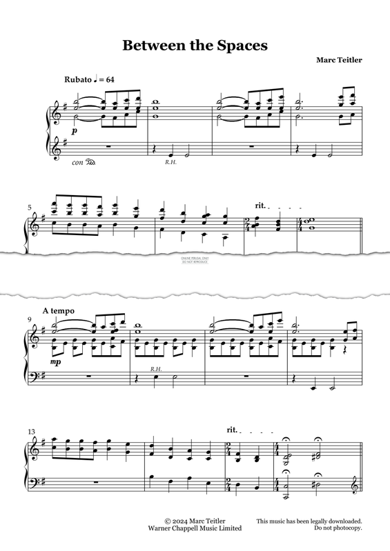Produktgalerie: Seite 1 von 1 Between The Spaces, Marc Teitler, Klavier