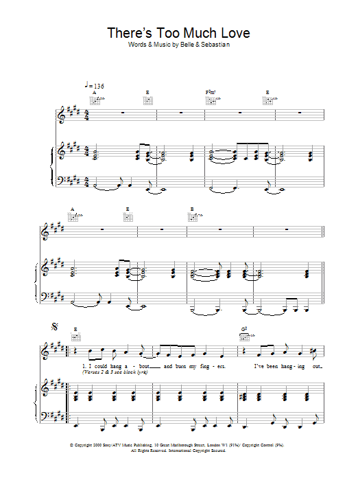 Produktgalerie: Seite 1 von 1 There's Too Much Love, Belle And Sebastian, Gesang, Gitarre, Klavier