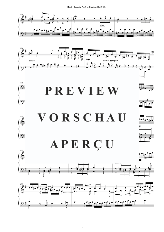 Produktgalerie: Seite 8 von 10 Toccata Nr. 5 in E-Moll BWV 914, , Cembalo/Klavier Solo