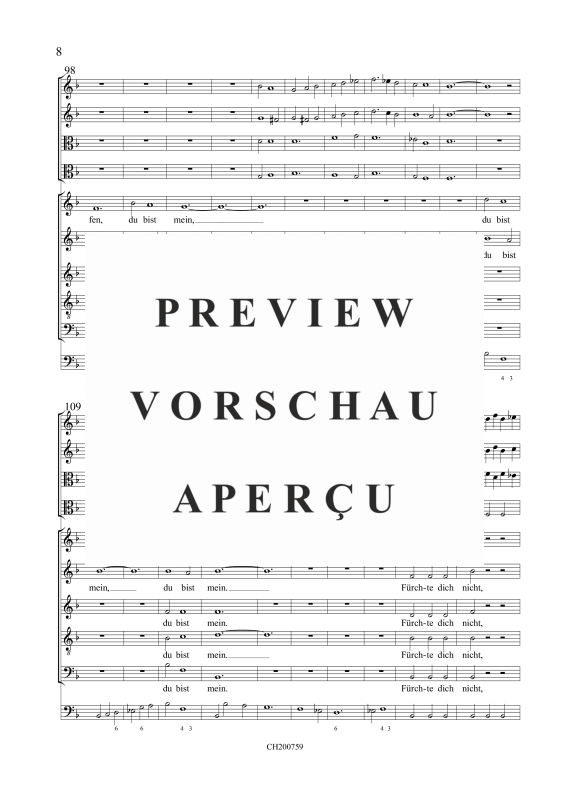 gallery: Fürchte dich nicht - Concerto à 10, , Gemischtes Ensemble SSATB, 2 Violinen, 2 Violen und BC